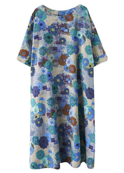 Boutique Print Batwing Sleeve Pocket Summer Cotton Dress