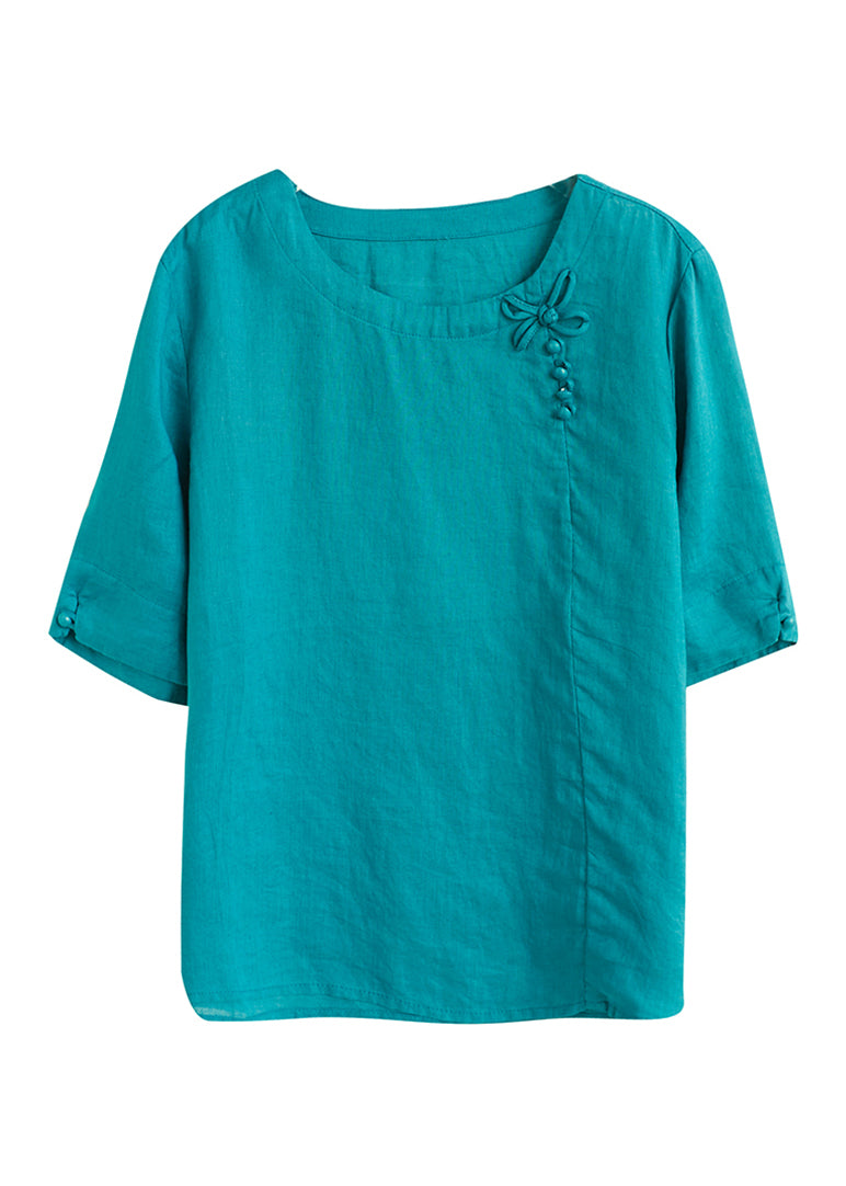 Pink O Neck Patchwork Cotton T Shirt Summer