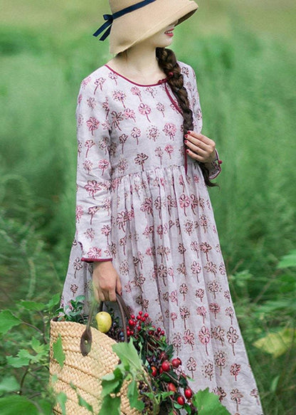 Unique O Neck Cinched Spring Quilting Clothes Tunic Robe Dress