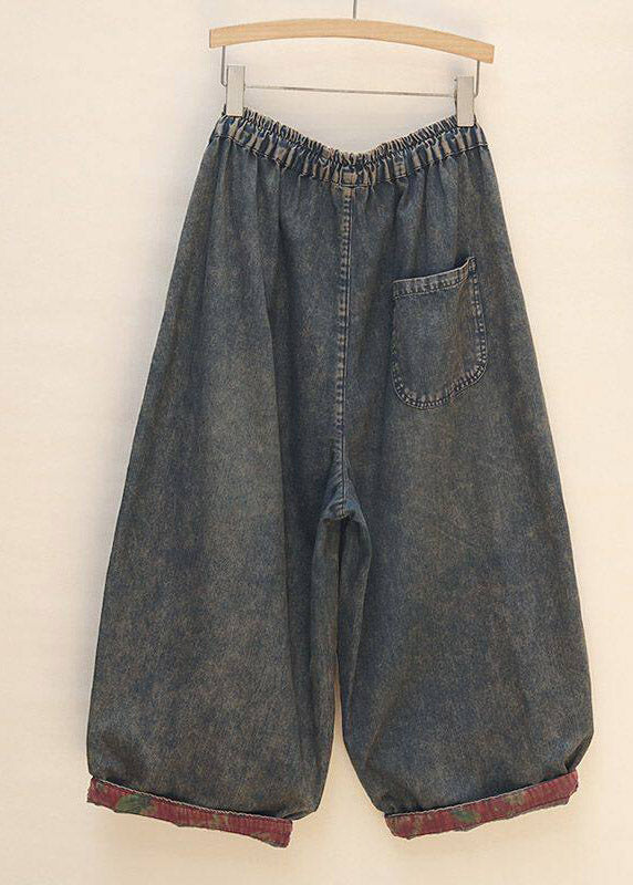 Retro Embroidered Crop Jeans Summer