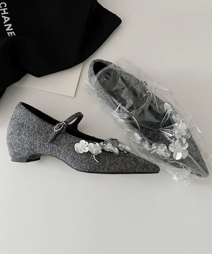 Grey Chunky Cotton Fabric Stylish Splicing Buckle Strap