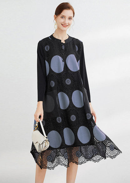 Grey Hollow Out Lace Dresses V Neck Spring