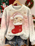 Gorgeous Christmas Rabbit Pattern Casual Long Sleeved Sweatshirt