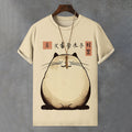 Men's Japanese Lazy Fat Cat Art Print Comfortable T-shirt elevenforest