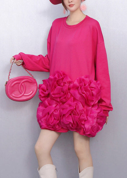 Unique Rose Oversized Cotton Tea Dress Spring