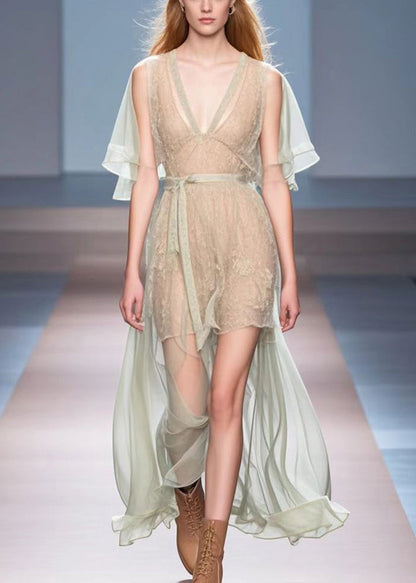 Apricot Low High Design Silm Fit Silk Dress Summer