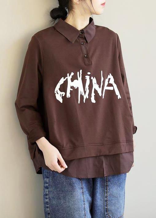 Italian Chocolate Letter Clothes for Lapel Patchwork Box Spring Tops