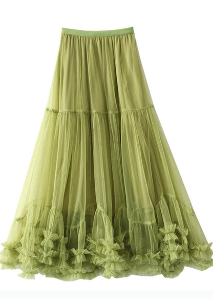 Organic Grass Green Ruffled Exra Large Hem Tulle Holiday Skirt Spring