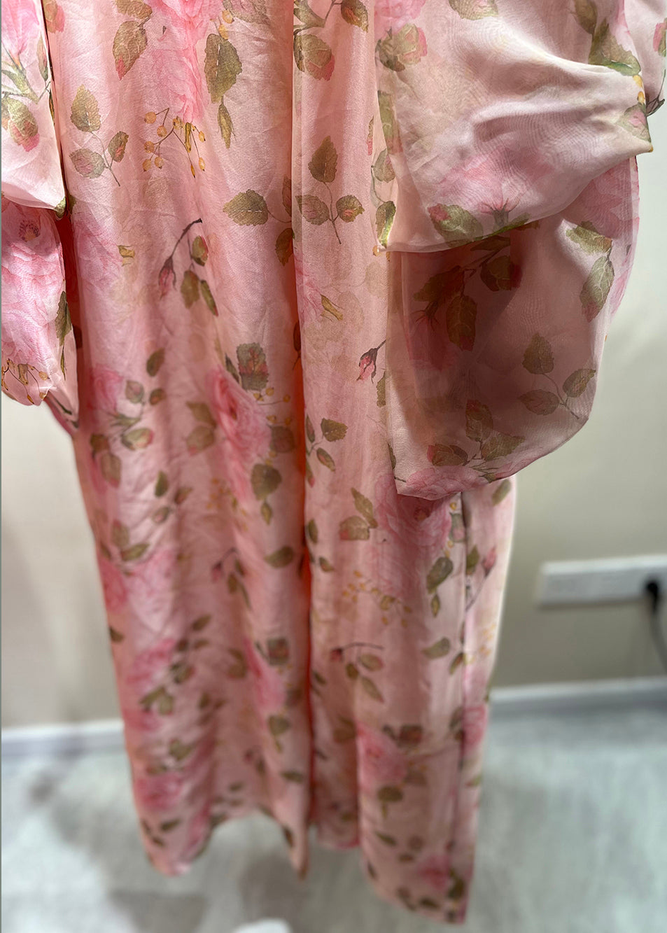 Pink Pearl Print Patchwork Tulle Dress Fall