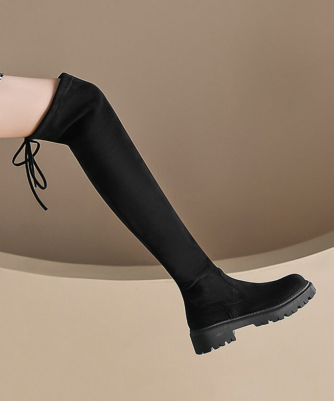 European and American Style Platform Knee Boots Brown Suede