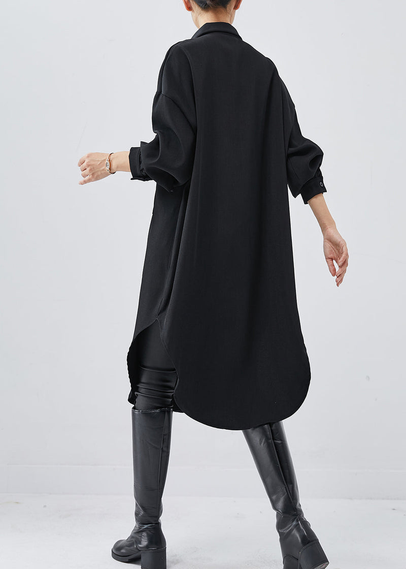 Black Oversized Cotton Holiday Dress Spring