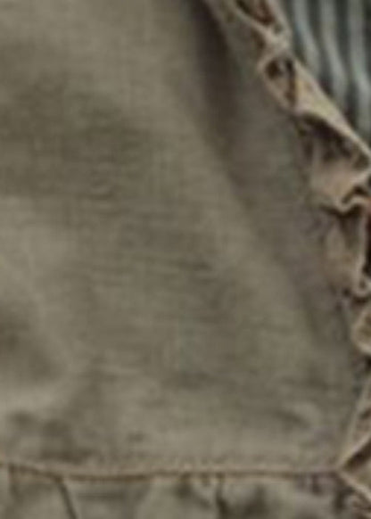 New Green Ruffled Cotton Coat Long Sleeve