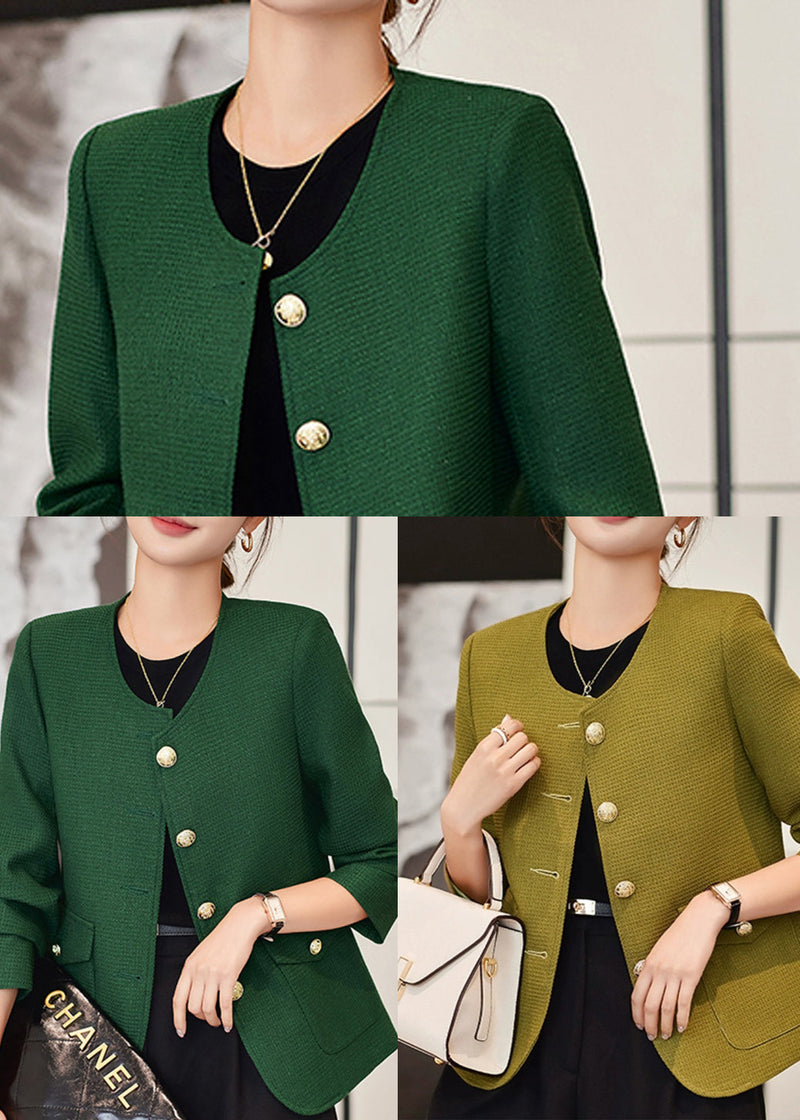 Formal Light Green Cotton Jackets Oversized Fall
