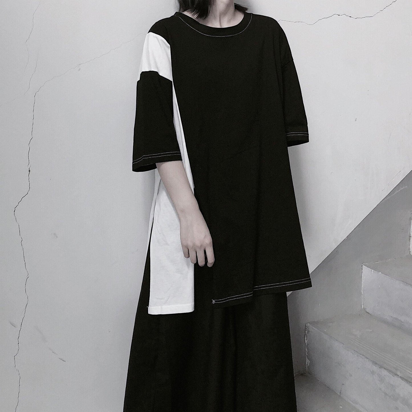 Black Clothes O Neck Patchwork Art Spring Blouses