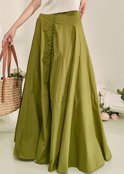 Green Patchwork High Waist a Line Skirt Fall