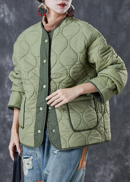 Light Green Thick Patchwork Warm Fleece Jacket Winter