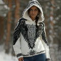 Comstylish Women's Viking Celtic Knot With Wings Art Plush Warm Flannel Hoodie