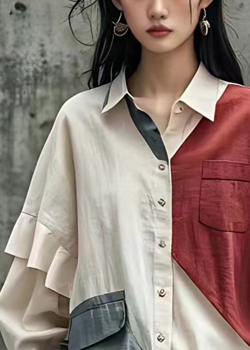 White Peter Pan Collar Button Cotton Shirt Fall