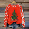 Comstylish Christmas Tree Print Casual Sweatshirt