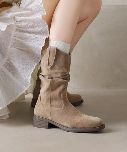 New Apricot Suede Splicing Boots
