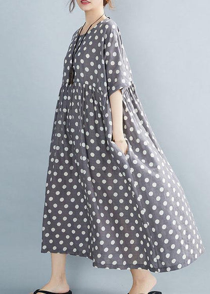 Italian Grey Dot Patchwork Summer Party Dresses