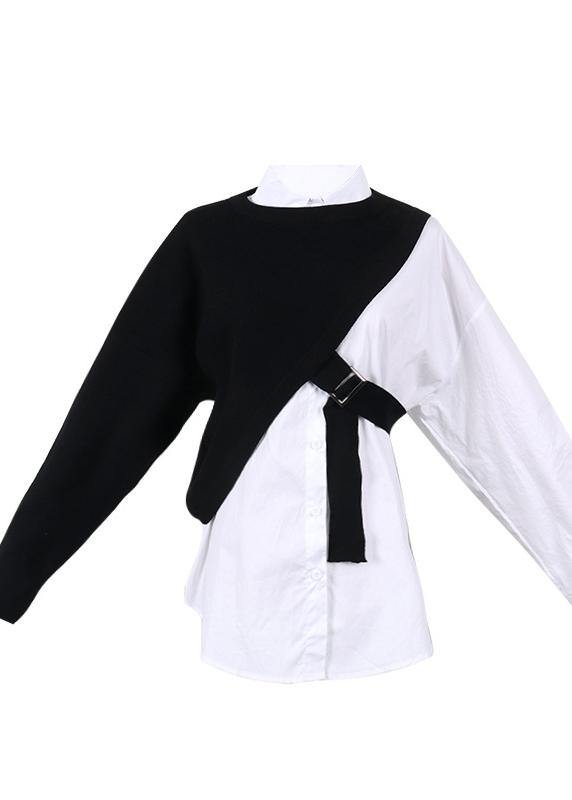 New Knitted Shawl + White Shirt Two Piece Set