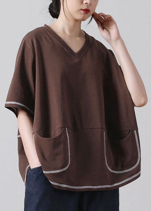 Style Black Asymmetrical Design Cotton Tee Short Sleeve