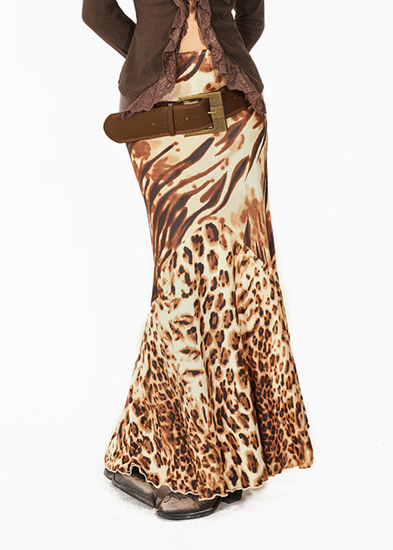 Leopard Print Long Fishtail Skirt Summer