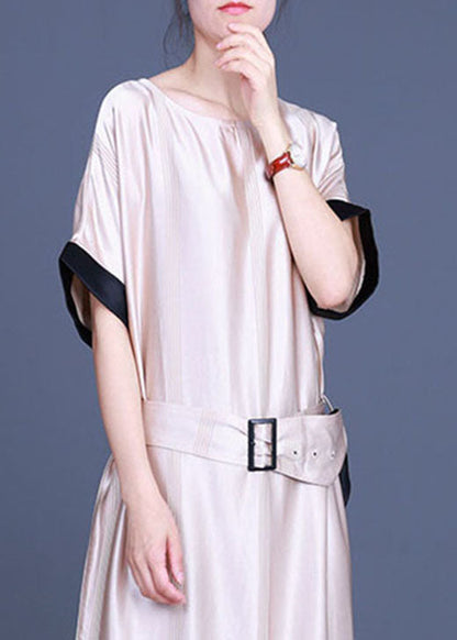 Art Apricot O-necktie Waist Fall Half Sleeve Party Dress