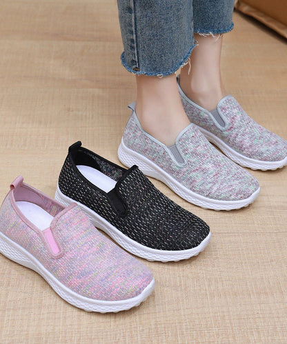 Knit Fabric Flat Shoes for Fine Print Flat Shoes