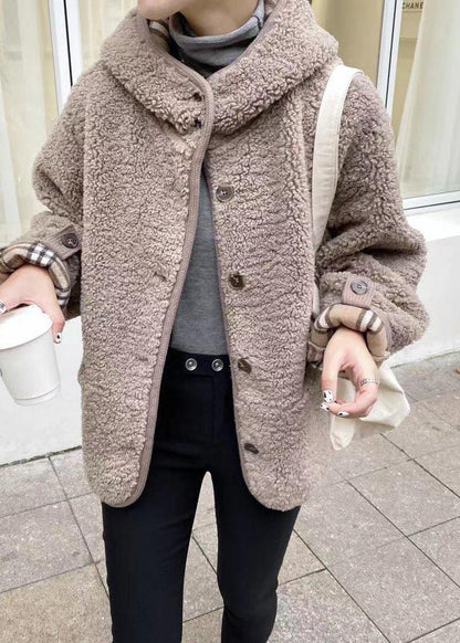 Light Chocolate Outwear Coat Hooded Pockets Outwears