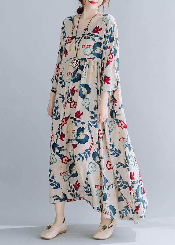 Nude Print Dresses O Neck Cinched Art Spring Dresses