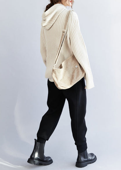 Classy Black Asymmetrical Pockets Beam Pants Spring