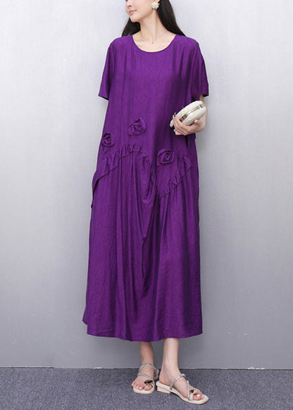 Loose Purple Patchwork Maxi Dress Summer