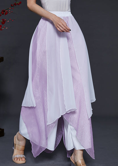 Purple Asymmetrical Chiffon Dance Skirt Pants Summer