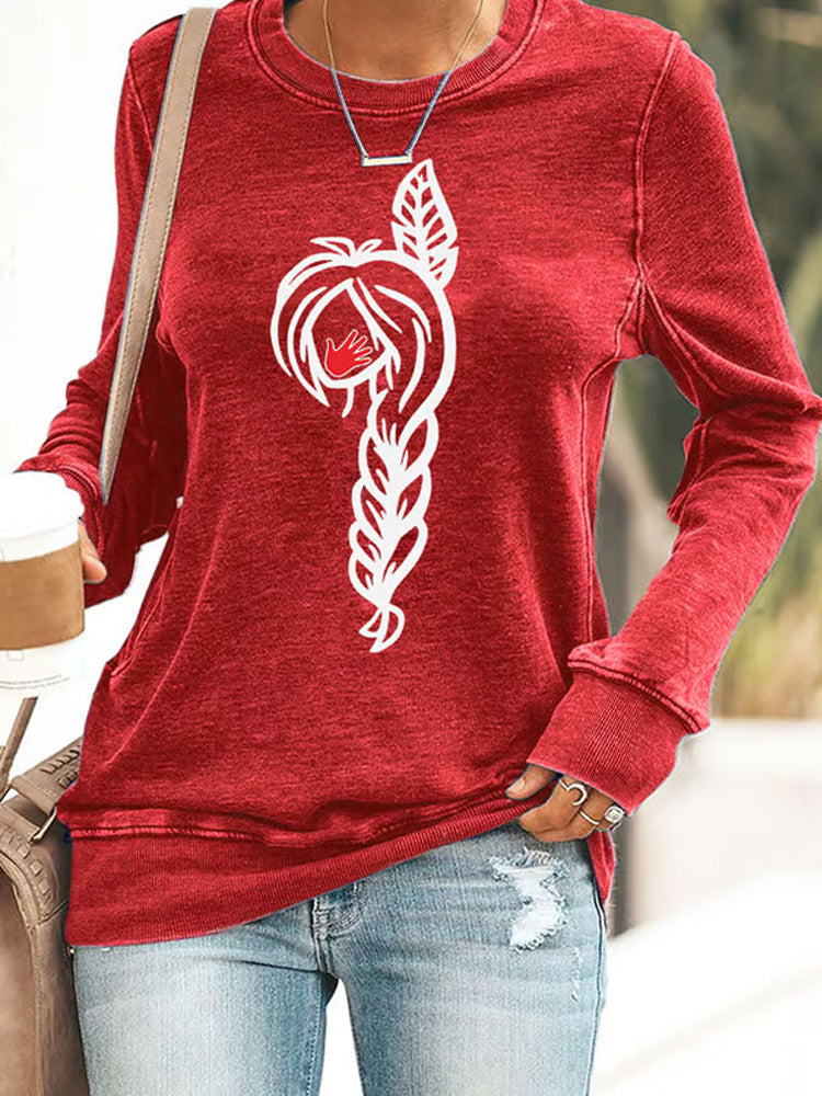 Comstylish Retro Native American Heritage Month Mmiw American Native Hair Indigenous Print Sweatshirt