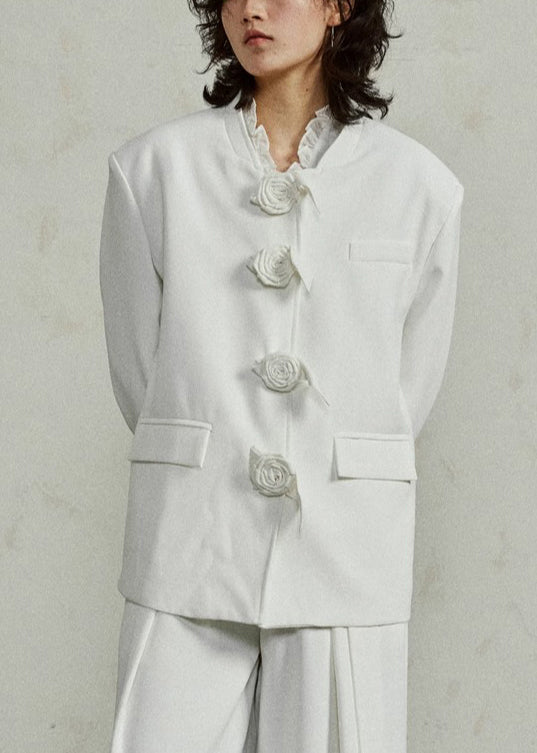 Original Design White Spandex Coat Fall