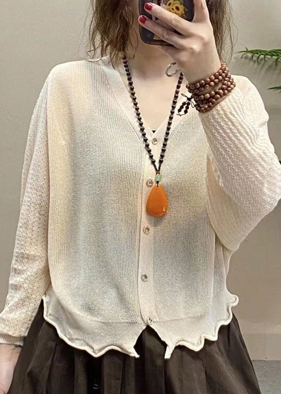 Simple Pink V Neck Button Ice Silk Upf 50+ Coat Summer