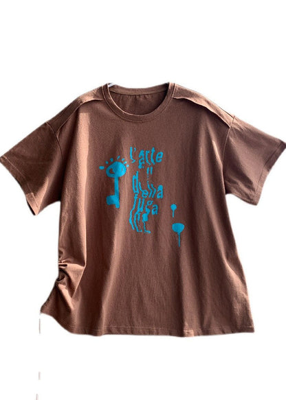 Caramel Cinched Print Cotton Tank Tops Summer