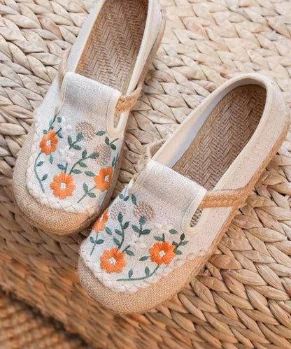 Style Retro Black Embroidered Flat Shoes