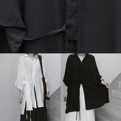 Diy Lapel Batwing Sleeve Blouses for Photography Black Top