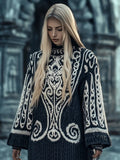 Viking Tribe Totem Women's Crew Neck Long Sweater elevenforest