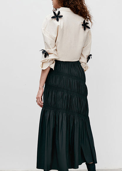 Boutique Beige Peter Pan Collar Cotton Top Fall