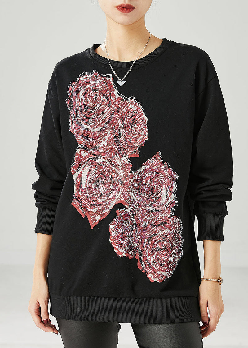 Diy Black Oversized Cotton Pullover Spring