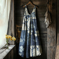 Women's Vintage Floral Art Linen Vest Dress artswardrobe