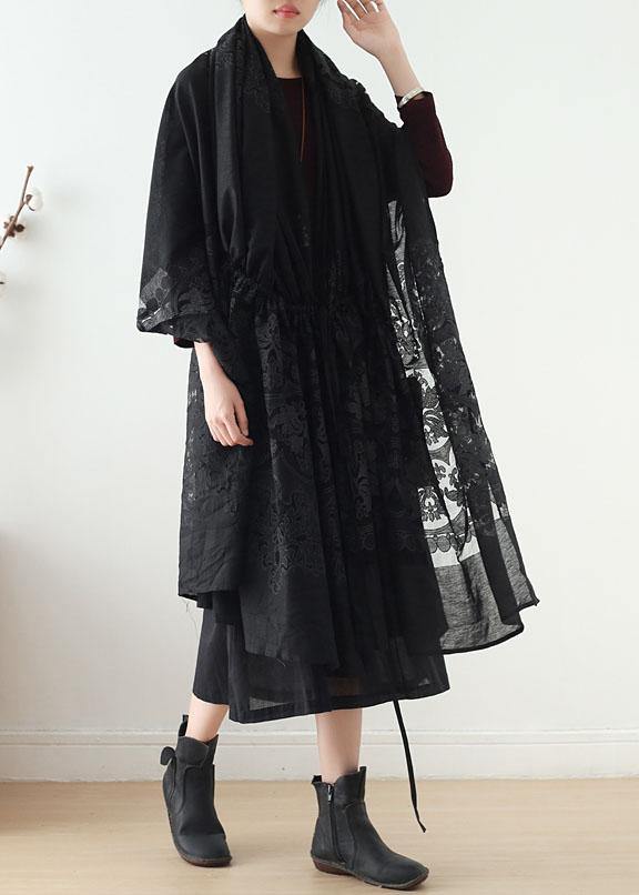 New Original Design Cotton Drawstring Shawl Heavy Work Lace Cloak Coat