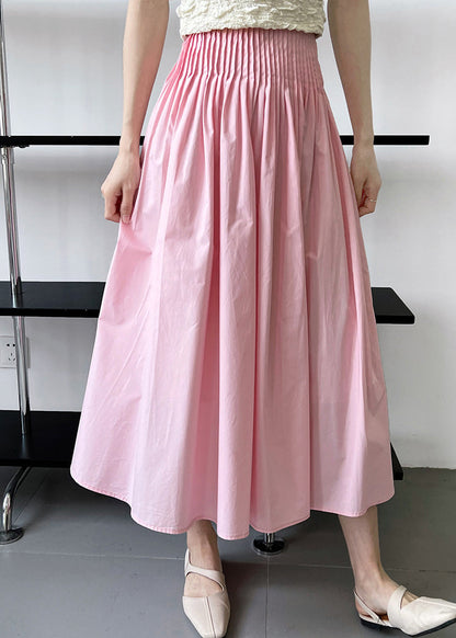 Organic Pink Wrinkled Exra Large Hem Cotton a Line Skirt Spring