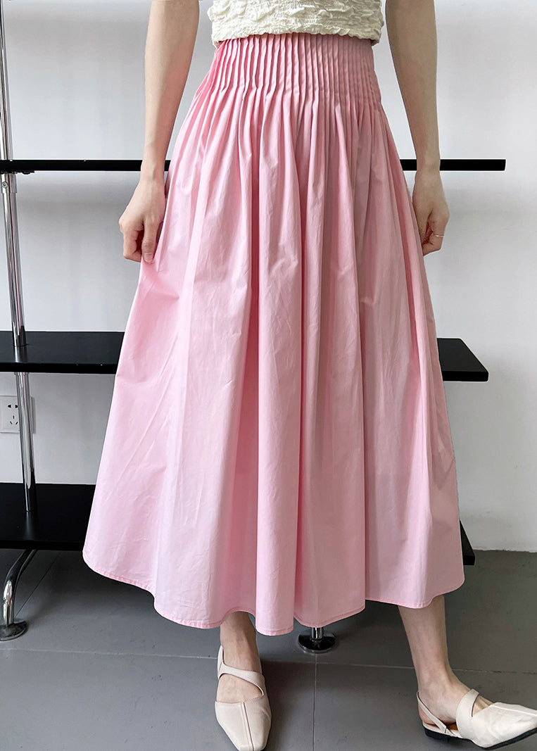 Organic Pink Wrinkled Exra Large Hem Cotton a Line Skirt Spring