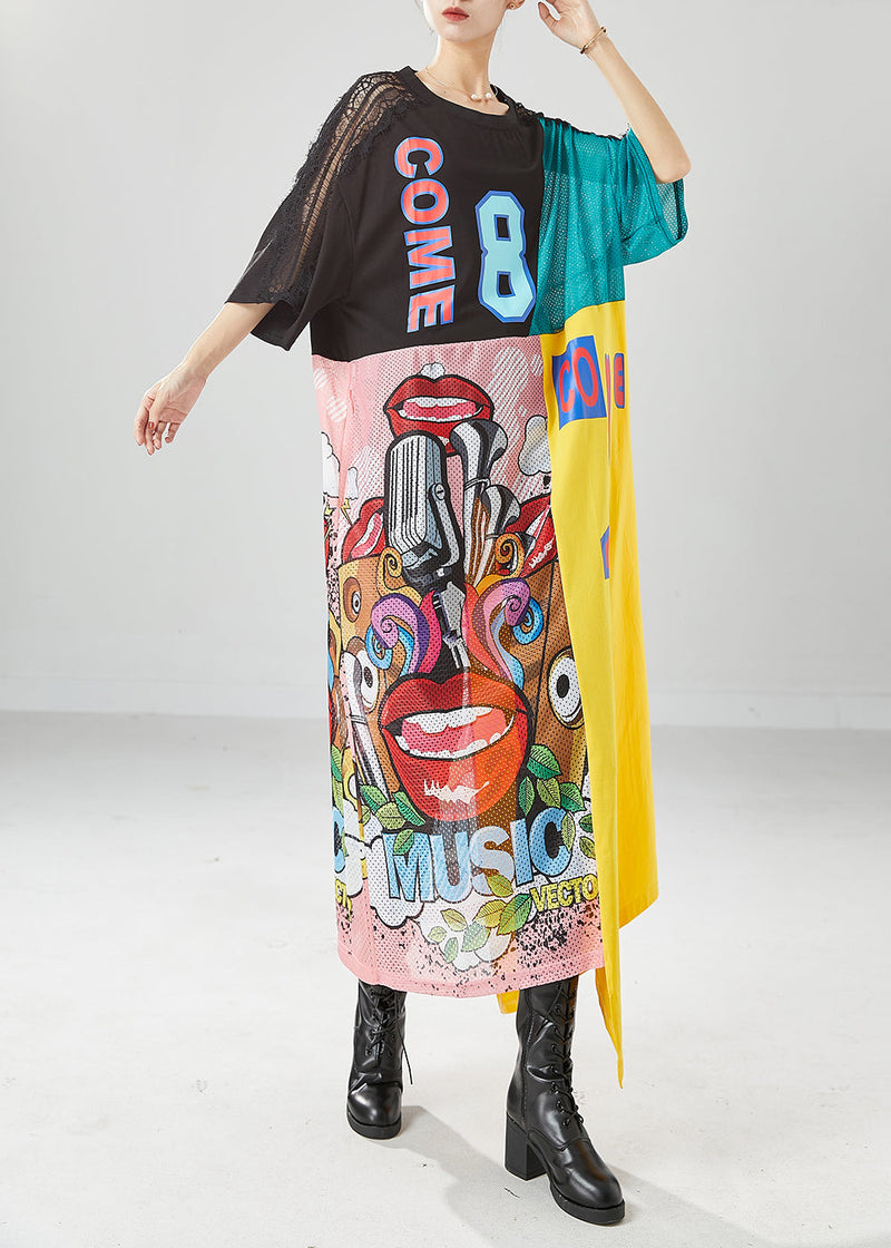 Diy Colorblock Oversized Patchwork Hollow Out Long Dresses Summer