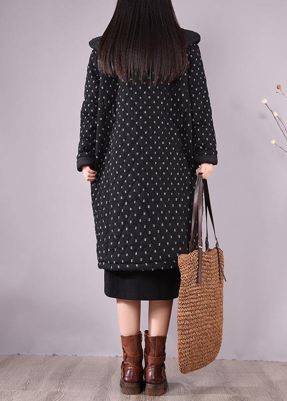 Loose Fitting Coats Black Hooded Pockets Outfit